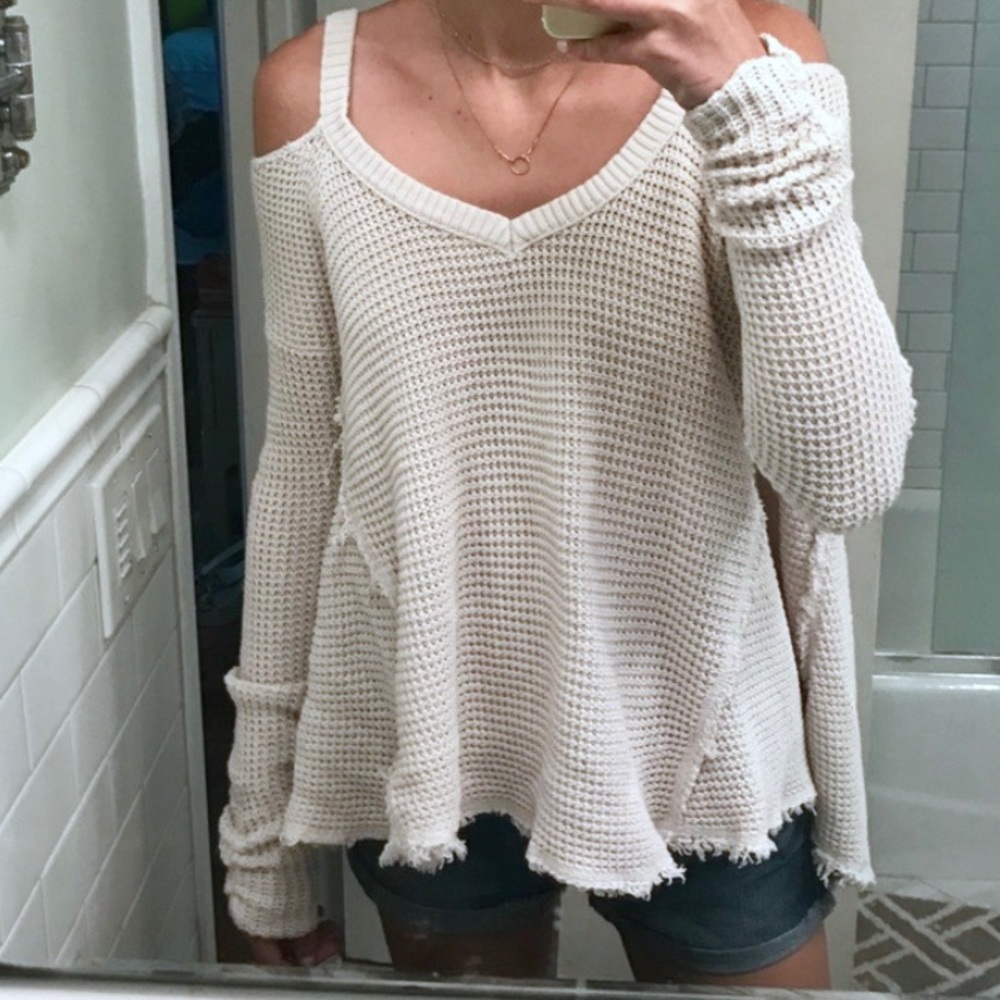 Free People Cold Shoulder Knit Sweater